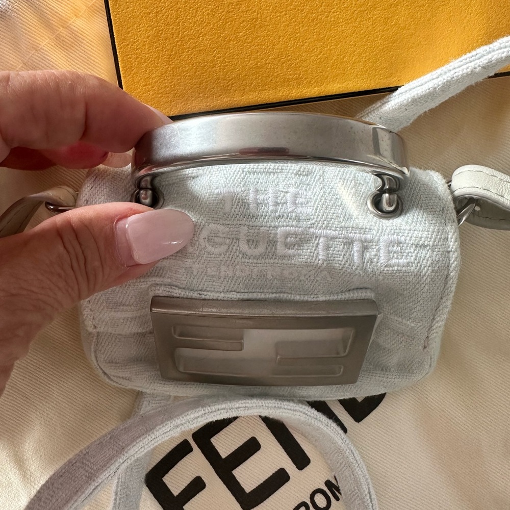 💝Fendi Silver nano Mini Baguette Bag new dust bag and box - Picture 6 of 7